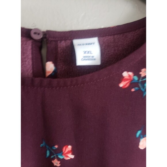 Old Navy Dress Womens XXL Burgundy Floral Long Sleeve Shift Lightweight … - Picture 2 of 7